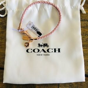 Coach Braided Friendship Bracelet w/Tea Rose Charm